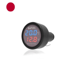 Ψηφιακό Θερμόμετρο & Βολτόμετρο Αναπτήρα Αυτοκινήτου με Φορτιστή USB DoFull Κόκκινο