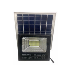 Ηλιακός Προβολέας RiXME Αδιάβροχος 100W με ηλιακό Πάνελ, Τηλεκοντρόλ και Χρονοδιακόπτη-ΟΕΜ