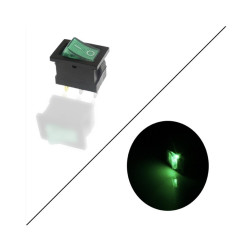 Διακόπτης On/Off 12V 15A (max) 3 pins πράσινο OEM