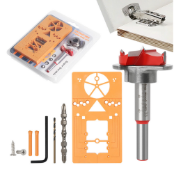 Σετ τρυπάνι Φ35mm με οδηγό και πλάκα στερέωσης για μεντεσέδες ντουλαπιών OEM 