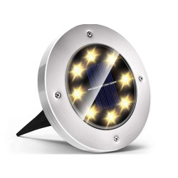 Ηλιακό Καρφωτό - Χωνευτό Φωτιστικό Με 8 LED Κήπου Με Αισθητήρα Φωτός - OEM Disk Lights