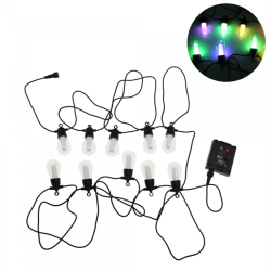 LED αδιάβροχη γιρλάντα με 10 λάμπες 10m RGB - θερμό λευκό με 11 λειτουργίες και ηλιακό πάνελ 10M10D RIXME