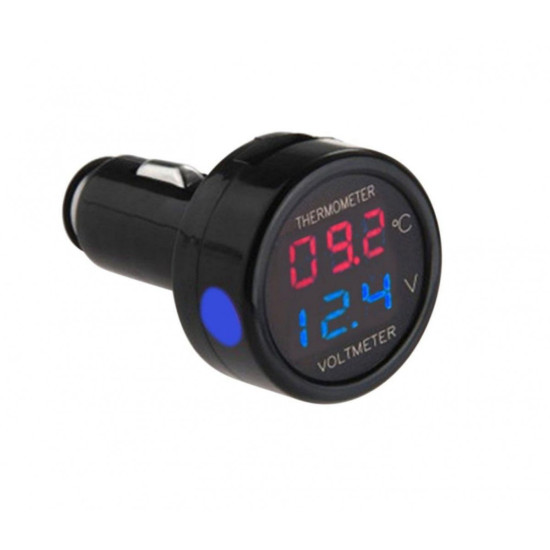 Ψηφιακό Θερμόμετρο / Βολτόμετρο Αυτοκινήτου 12V 2 in 1 OEM