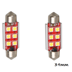 Ζευγάρι LED Canbus πλαφονιέρας (σωλήνας) 39mm 6 SMD cool white