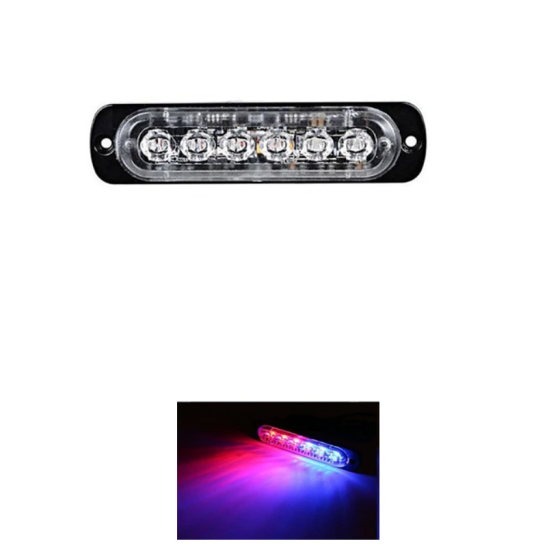 Φανάρι led 18W 6 LED Car Strobe Lights Bar 12V-24V Emergency Warning Flashing Lamp Κόκκινο-Μπλέ - ΟΕΜ