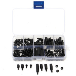 M3 Nylon Screw Εξάγωνα Παξιμάδια Standoff Spacer Column Assortment Kit (Μαύρο) 180 ΤΕΜ - ΟΕΜ