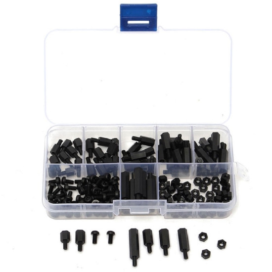 M3 Nylon Screw Εξάγωνα Παξιμάδια Standoff Spacer Column Assortment Kit (Μαύρο) 180 ΤΕΜ - ΟΕΜ M3 Nylon Screw Εξάγωνα Παξιμάδια Standoff Spacer Column Assortment Kit (Μαύρο) 180 ΤΕΜ - ΟΕΜ