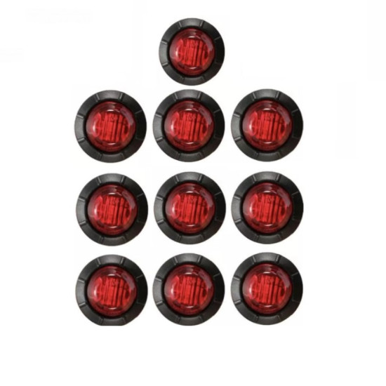 10 pcs Led Φώτα Όγκου Φορτηγών και Αυτοκινήτων IP66 ΚΟΚΚΙΝΟ 12v/24v – ΟΕΜ
