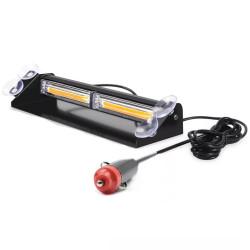 Μπαράκι Πορτοκαλί LED COB Strobe Για Ταμπλό 27cm 12-24V Βάση με Βεντούζα OEM.