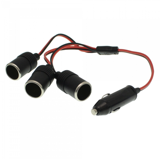 Καλώδιο επέκτασης αναπτήρα αυτοκινήτου με 3 παροχές μαύρο 33cm - ΟΕΜ