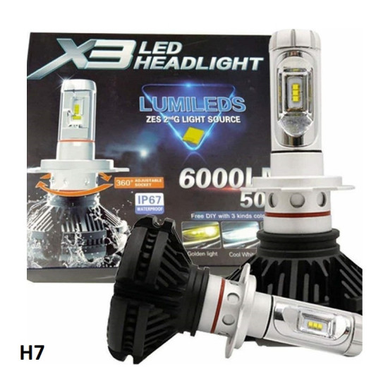 Λάμπες Η7 LED Χ3 | 2 X 25W 12v/24v IP68 2ΤΜΧ