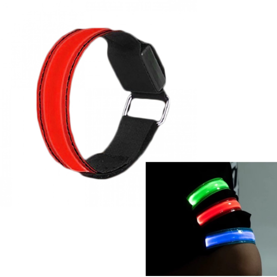 Βραχιόλι Νυκτός Ασφαλείας με Led για Ποδηλάτες, Αθλητές, Clubbers ΚΟΚΚΙΝΟ – ΟΕΜ