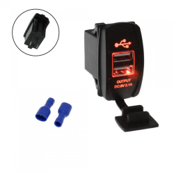 Φορτιστής με 2 θύρες USB 12V/24V για αυτοκίνητο, φορτηγό, βάρκα και μοτοσυκλέτα κόκκινο ΟΕΜ