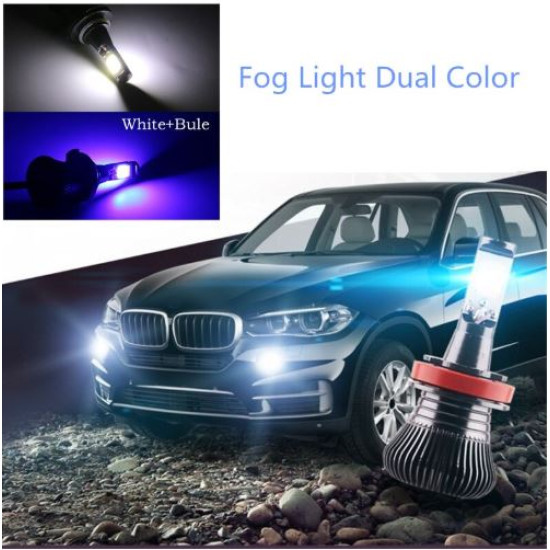 LED Λάμπες 2ΤΜΧ  H4 25w/3.800 lumens Λευκό/μπλε και strobe - ΟΕΜ