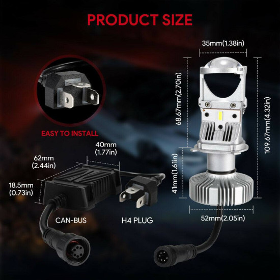 LED λάμπες H4  Hi / Lo Φωτισμός Super Brightness 60W Λευκό 5000K 6000K DIY ΟΕΜ A500-N30S-H4