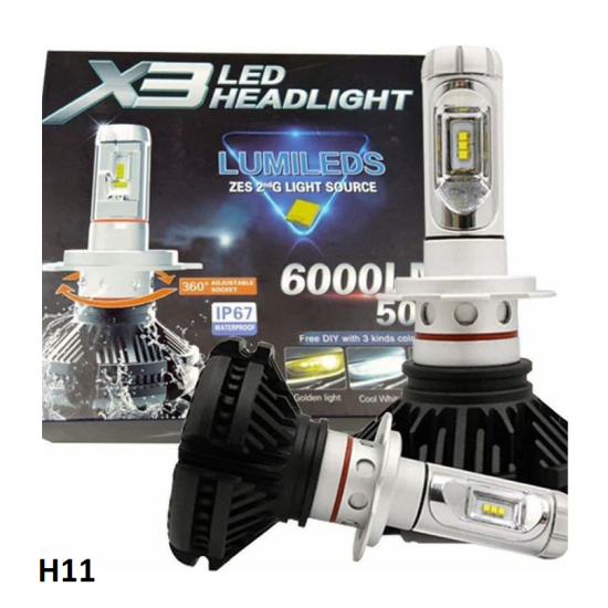 Λάμπες Η11 LED Χ3 | 2 X 25W 12v/24v IP68 2ΤΜΧ
