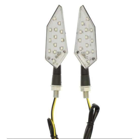 Φλάς μηχανής 13 SMD LED πορτοκαλί amber universal 12V IP65 σετ 2 τεμ D65 OEM