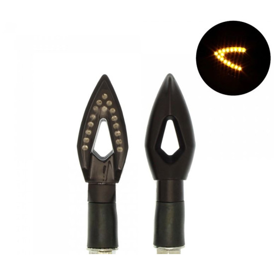 Φλάς μηχανής LED πορτοκαλί universal 16 SMD 12V IP65 σετ 2 τεμ. YN-WL03