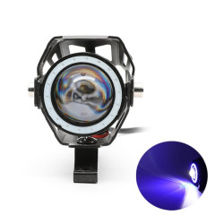 Αδιάβροχος προβολέας μοτοσυκλέτας Cree LED U7 mini Angel Eye μαύρου χρώματος με μπλέ στεφάνι 1 τεμ. IP67 OEM