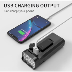 Εμπρόσθιο Φώς Ποδηλάτου Επαναφορτιζόμενο USB NX6 Μαύρο 5000 Lumens, φακός και power bank 6 led