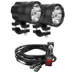 Σετ Προβολείς Ομίχλης LED UNIVERSAL Black Hermes Με Πλεξούδα Και Διακόπτη Τιμονίου Αδιάβροχο