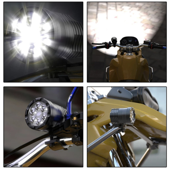 Σετ Προβολείς Ομίχλης LED UNIVERSAL Black Hermes Με Πλεξούδα Και Διακόπτη Τιμονίου Αδιάβροχο