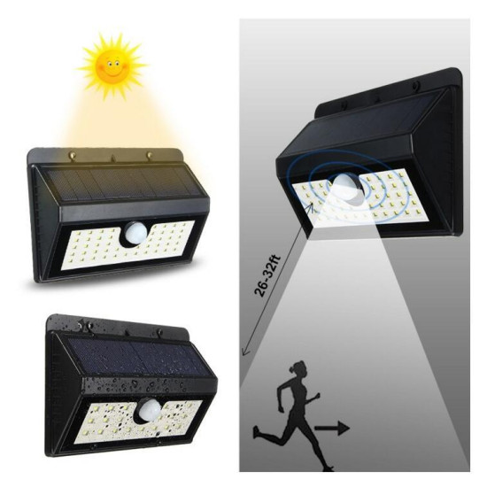 Ηλιακό φωτιστικό κήπου LED με 45Leds στεγανό IP64 με ανιχνευτή κίνησης αδιαβροχο