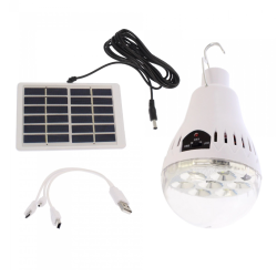 Λάμπα LED επαναφορτιζόμενη με ηλιακό πάνελ και Powerbank 5W 7 SMD USB HB-6028 - ΟΕΜ