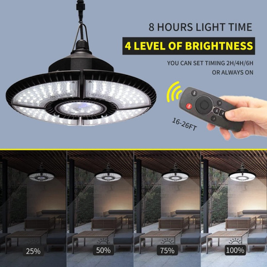 Ηλιακό κρεμαστό φως εσωτερικό, εξωτερικό 4+1 led 90° ρυθμιζόμενα με 4 λειτουργίες φωτισμού και τηλεχειριστήριο 136 LED - ΟΕΜ