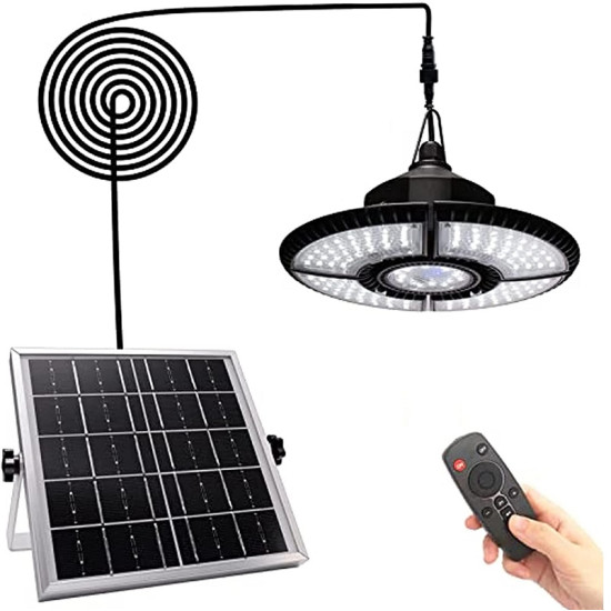 Ηλιακό κρεμαστό φως εσωτερικό, εξωτερικό 4+1 led 90° ρυθμιζόμενα με 4 λειτουργίες φωτισμού και τηλεχειριστήριο 136 LED - ΟΕΜ