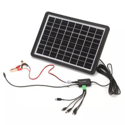 Φορητός ηλιακός φορτιστής συσκευών 16V 15W με 2 θύρες USB θηλυκό και καλώδιο διασύνδεσης με 5 διαφορετικά βύσματα GD-120 GDSUPER