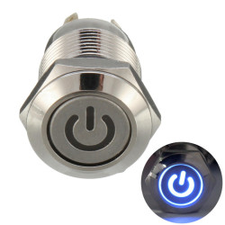 Μπουτόν On/off 19mm με led Μπλέ φωτισμό πέντε επαφών