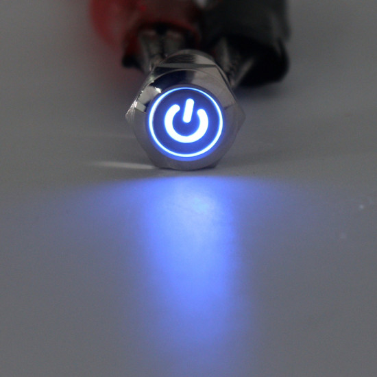 Μπουτόν On/off 19mm με led Μπλέ φωτισμό πέντε επαφών