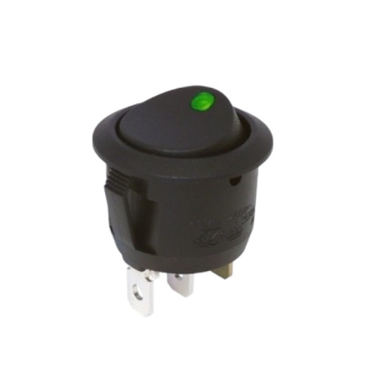 Διακόπτης On/off Round Rocker led dot 12V Πράσινο