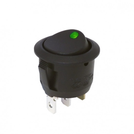Διακόπτης On/off Round Rocker led dot 12V Πράσινο
