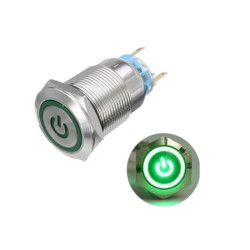 Μπουτόν On/off 19mm με led Πράσινο φωτισμό Δύο επαφών