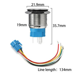 Μπουτόν On/off 19mm με led Κόκκινο φωτισμό Δύο επαφών