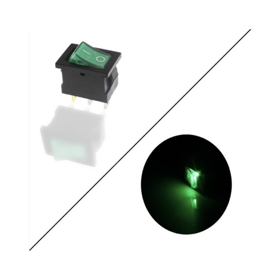 Διακόπτης On/Off 12V 15A (max) 3 pins πράσινο OEM