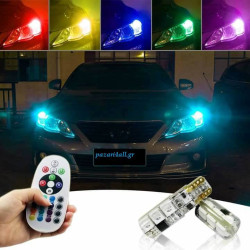 Ψείρες αυτοκινήτου led T10-5050-6SMD RGB ΟΕΜ