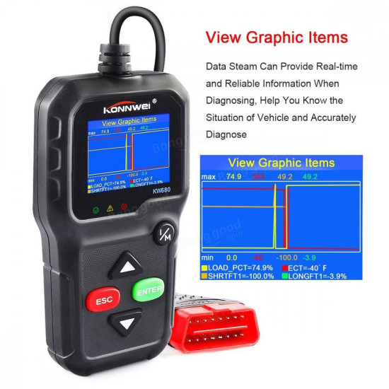 Διαγνωστικό KW680 Scanner πλήρες OBD2/EOBD λειτουργίες. ΟΕΜ