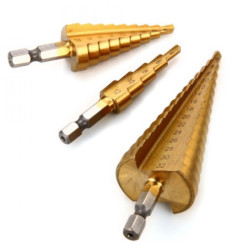 Σετ κωνικά τρυπάνια τιτανίου 1x (4-12mm) 1x (4-20 mm) 1x (4-32 mm) Workzone