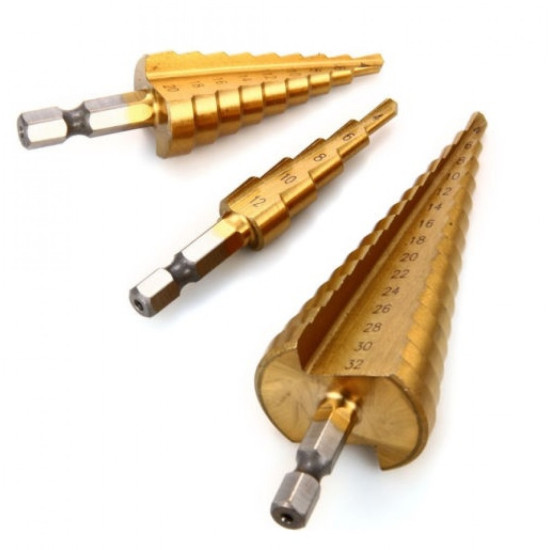 Σετ κωνικά τρυπάνια τιτανίου 1x (4-12mm) 1x (4-20 mm) 1x (4-32 mm) Workzone