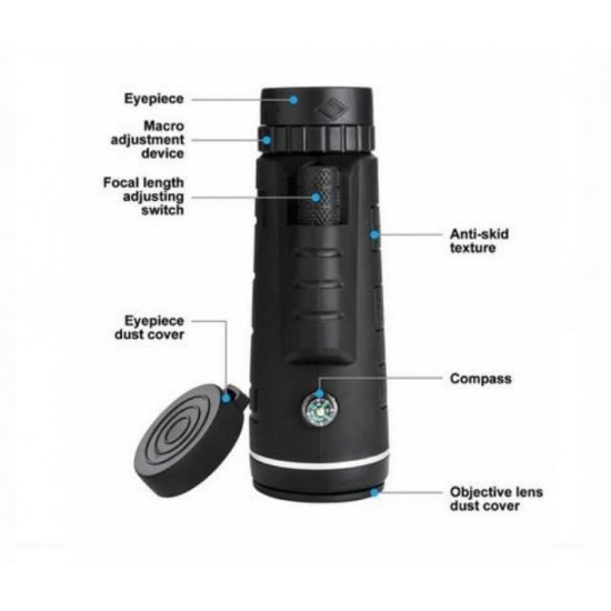 Compact Μονόκυαλο Near Focus 40x60 WeatherProof με Τρίποδο και Βάση για Κινητό - OEM