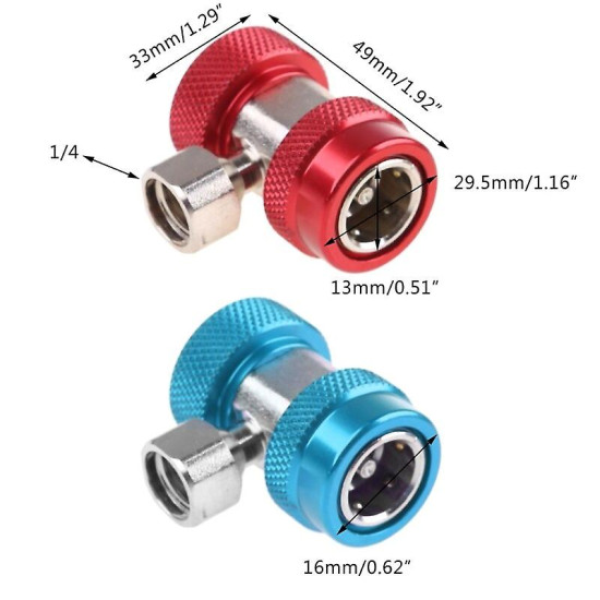 2pcs Ταχυσύνδεσμος Κόκκινος Υψηλής Πίεσης και Μπλέ Χαμηλής Πίεσης Για Πλήρωση Με Φρέον R134a Κλιματιστικού Αυτοκινήτου (Θηλυκό 14mm) 2pcs Ταχυσύνδεσμος Κόκκινος Υψηλής Πίεσης και Μπλέ Χαμηλής Πίεσης Για Πλήρωση Με Φρέον R134a Κλιματιστικού Αυτοκινήτου (Θηλυκό 14mm)