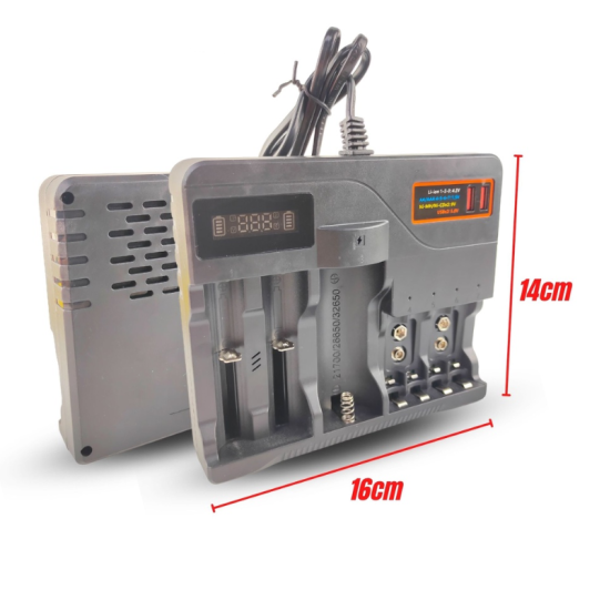 Φορτιστής μπαταρίας Li-ion Lithium 16340 / 14500 / 18650 / 21700 / 26650 / 32650 AA / AAA / 9V USB  (MS-889) - OEM