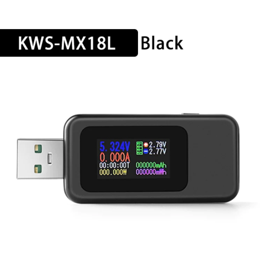 USB Tester 10 σε 1 Δοκιμαστικό Τάσης, Ρεύματος, Χωρητικότητας, Ισχύος με Έγχρωμες Ενδείξεις 4V-30V KEWEISI KWS-MX18L
