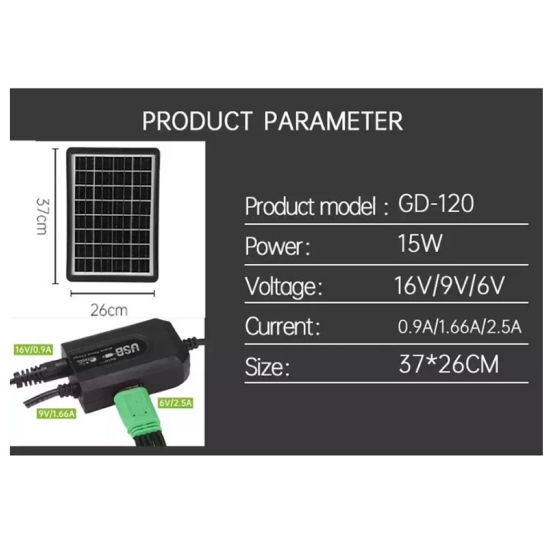 Φωτοβολταικό πάνελ 15W GDSUPER GD-120 - OEM