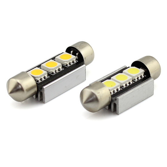 LED Σωληνωτό Φωτάκι Αυτοκινήτου Festoon 36mm 3 SMD 5050 Canbus-2 τεμάχια ΟΕΜ