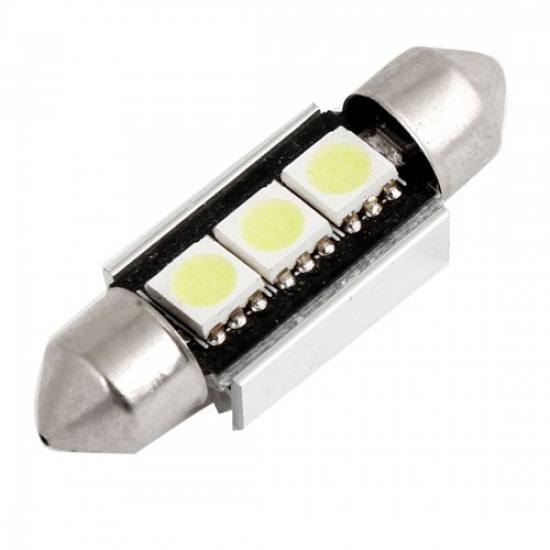 LED Σωληνωτό Φωτάκι Αυτοκινήτου Festoon 36mm 3 SMD 5050 Canbus-2 τεμάχια ΟΕΜ
