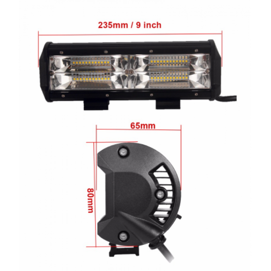 Μπάρα Αυτοκινήτου, Φορτηγού, Jeep 72w 6500K 12V Αδιάβροχος Προβολέας με 48 LED - OEM